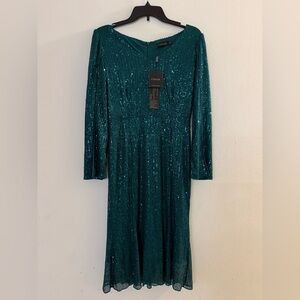 Elegant Teal Long Sleeve Dress by